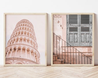 Italy Art Print Set of 2, Pisa Tower Art Print, Wall Art Print Set, Printable Wall Art, Italy Wall Decor, Italy Print Bundle, Tuscany Print