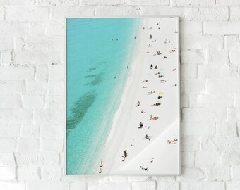 Aerial Beach Photo Print, Teal Art Print, Drone Beach Art Print, Blue Coastal Wall Decor, Beachy Bedroom Wall Art, Printable Wall Art