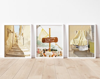 Positano Gallery Wall Set, Italy Art Print Set of 3, Amalfi Art Print Set, Gallery Wall Poster, Printable Wall Art, Mediterranean Art Set