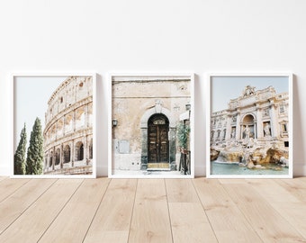 Rome Art Print Set, Rome Gallery Wall Set, Italy Art Print Set of 3, Gallery Wall Poster, Printable Wall Art, Mediterranean Art Set