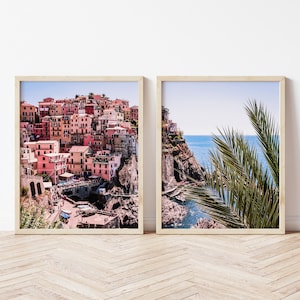 Cinque Terre Art Print Set, Italy Print Set of 2, Printable Wall Art, Italy Photography, Coastal Wall Decor, Italy Beach Print, Digital Art