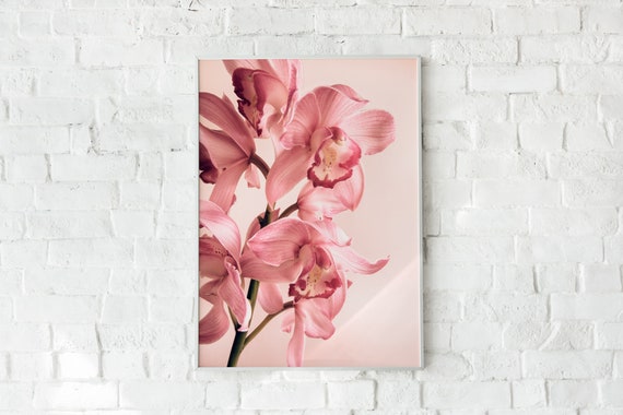 Orchid Flower Art Print, Pink Wall Decor, Floral Wall Decor, Digital Art, Botanical Art, Pink Orchid, Printable Wall Art, Floral Art Print