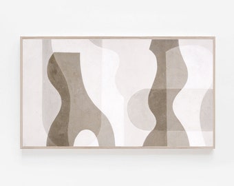 May include: Abstract art print with a brown and white color scheme. The print features organic shapes and lines, creating a modern and minimalist design.