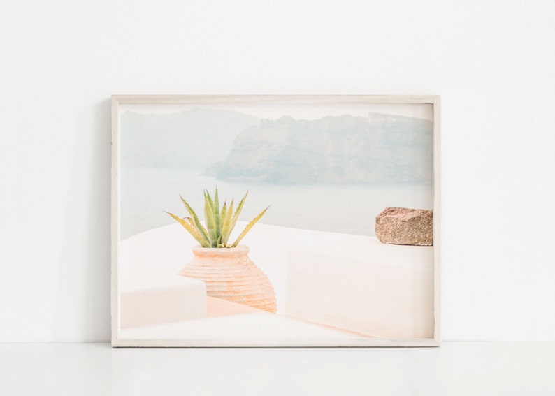 Santorini Greece Art Print, Greek Building Print, Coastal Art Print, Printable Wall Art, Digital Art, Greece Wall Art, Mediterranean Print image 1