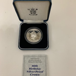 Royal Mint Queen Mother 90th Birthday   925 Sterling Silver 1990 Proof Crown