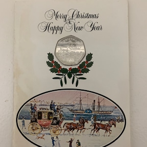 50p Isle of Man Christmas 1980 presentatiekaart en munt