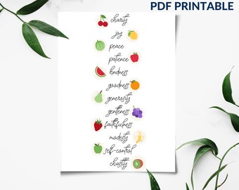 Fruits of the Spirit Catholic Fruits of the Spirit Wall Decor Confirmation Card Catholic Prayer Card Catholic Wall Art Catholic Classroom