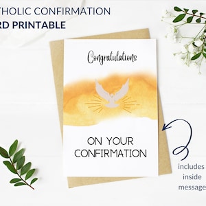 Konfirmationskarte Katholik Print Konfirmationsgeschenke für Jungen Mädchen Konfirmation Patengeschenk Heiliger Geist Karte Katholische Printable Kinder Schule