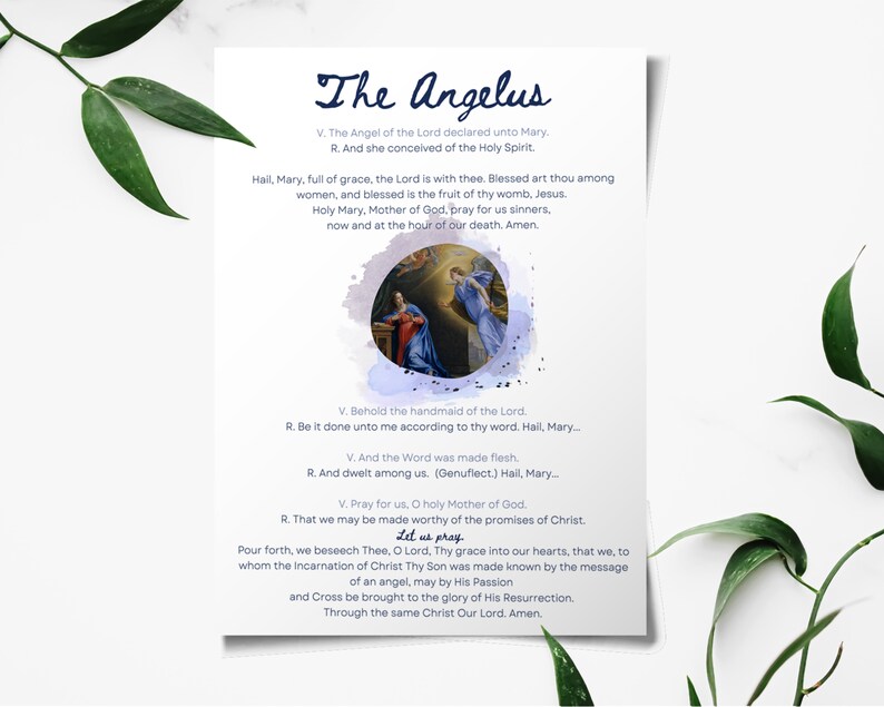 The Angelus Print Catholic Prayer Cards Digital Download Immaculate ...