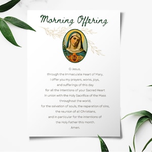 Offrande du matin catholique PDF prière carte traditionnelle quotidienne vie liturgique fournitures d'autel à la maison école à la maison maman coeur immaculé imprimable