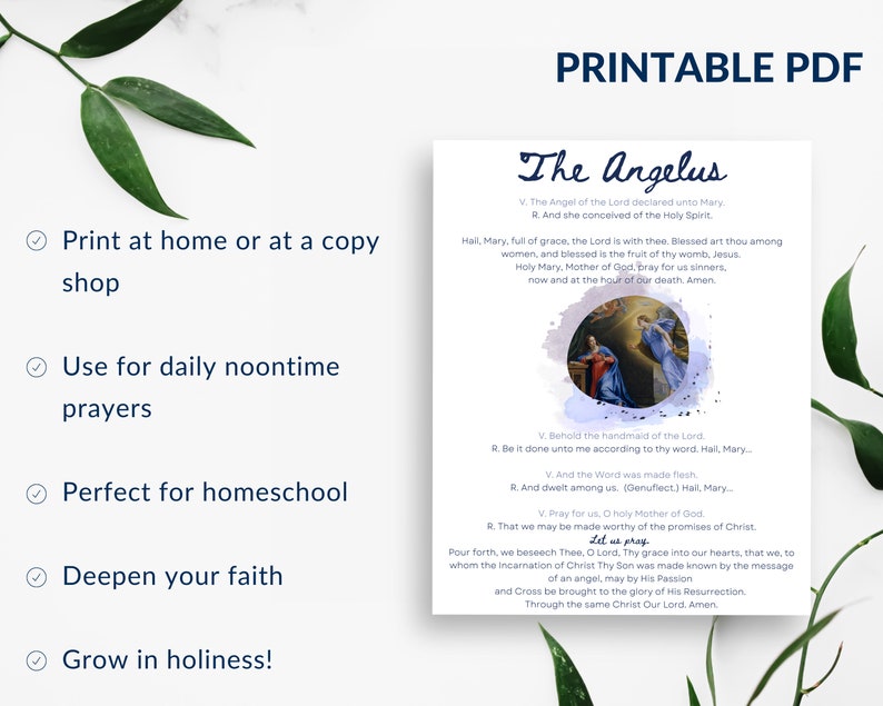 The Angelus Print Catholic Prayer Cards Digital Download Immaculate ...