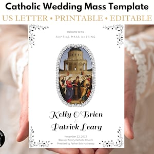 Catholic Wedding Program Template, Wedding Mass Program Template Booklet Editable Digital Printable, Catholic Church Nuptial Mass Program