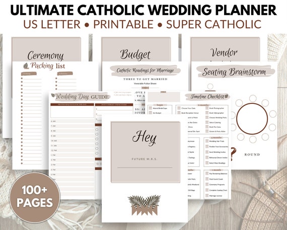 Catholic Wedding Planner Printable Wedding Planner Book Personalized Digital Download PDF Binder Timeline Budget Wedding Planner Gift