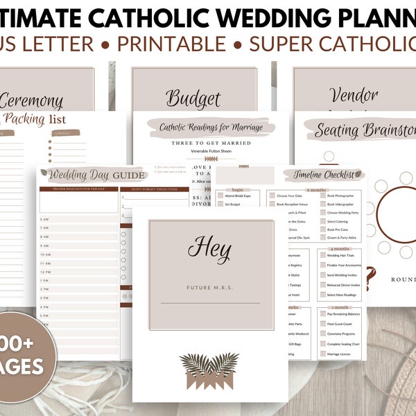 Catholic Wedding Planner Printable Wedding Planner Book Personalized Digital Download PDF Binder Timeline Budget Wedding Planner Gift