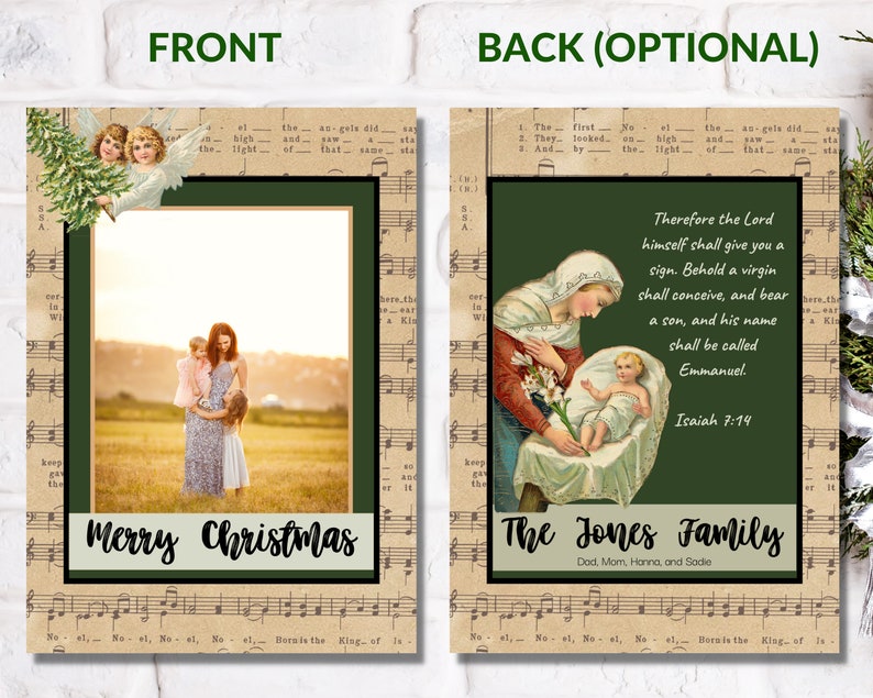 Catholic Christmas Cards With Photo Template, Family Christmas Card PNG ...