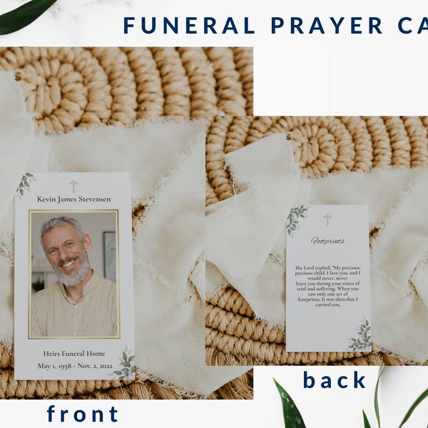 Funeral Prayer Card Template, Memorial Prayer Card for Man, Funeral Card Template, Printable, Prayer Card Catholic, Funeral Mass Cards