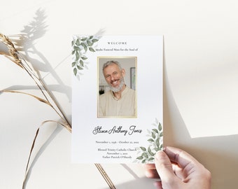 Catholic Funeral Program Template Catholic Mass Service Funeral Mass Program for Men Women Booklet Download Printable Brochure Prayer Card