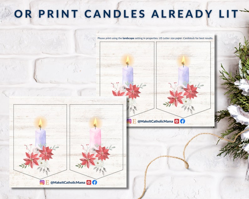 Advent Wreath Banner, DIY Advent, Religious Christmas Decor, Candles ...