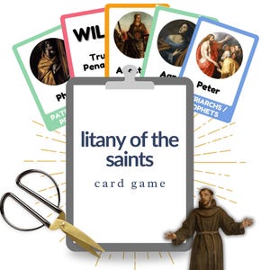 Jeu de cartes Activités de la Toussaint, imprimable, Litanie des saints apprentissage catholique, vie liturgique du jour de la fête Télécharger le PDF pour les enfants et les adolescents