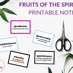 Katholieke vruchten van de geest, Lunchbox Notes voor tieners Kids Boys Girls, Schrift, Bijbelvers, Heilige Geest Craft, Bevestiging Favor PDF