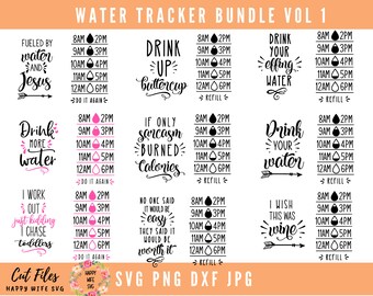 Water Tracker Bundle, Water Tracker SVG, Water Bottle svg, dxf instant download, Water Tracker SVG Bundle, Drink More Water svg, Fitness svg