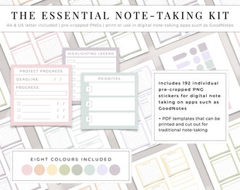 The Essential Note-taking Kit Study Note Taking Template Lecture Notes  Template Goodnotes Study Revision Notes Student Printables Digital 