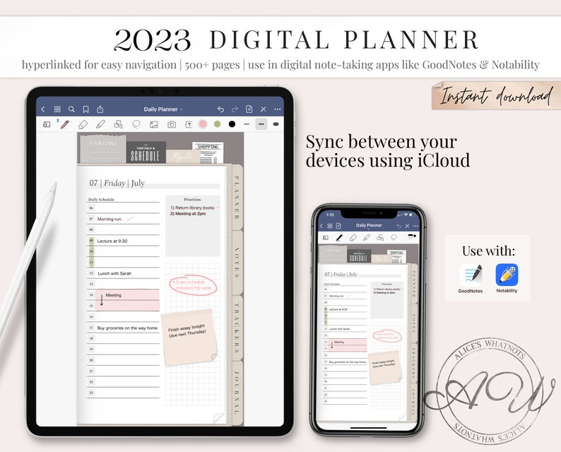 2023 Scrapbook Daily Digital Planner for Iphone and Ipad Etsy