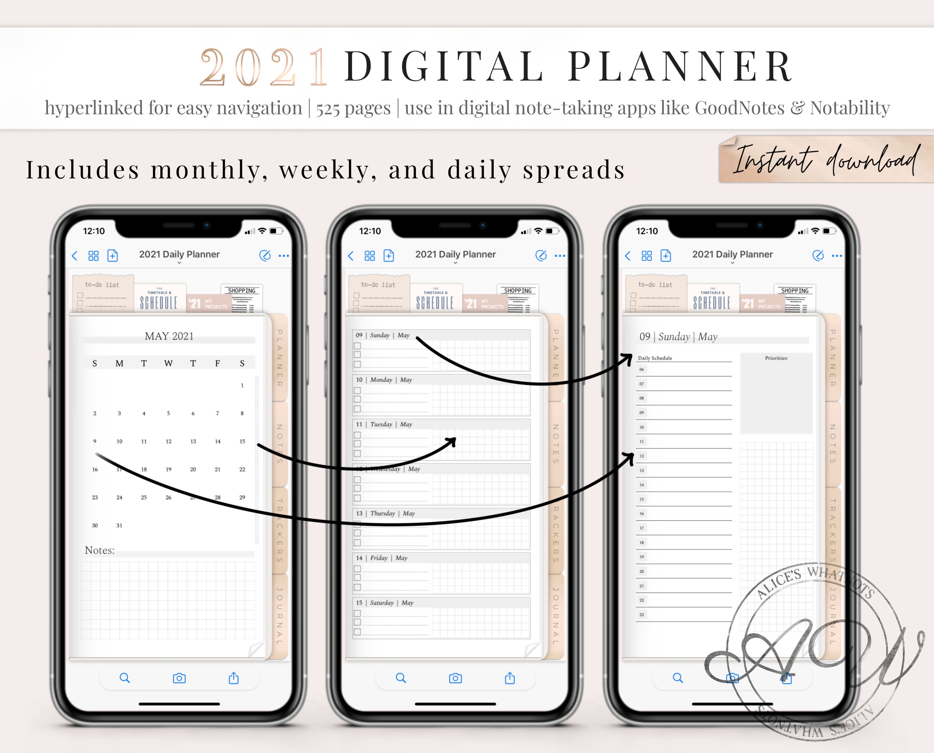 Minimalist Daily Digital Planner 2021 for iPhone and iPad Etsy