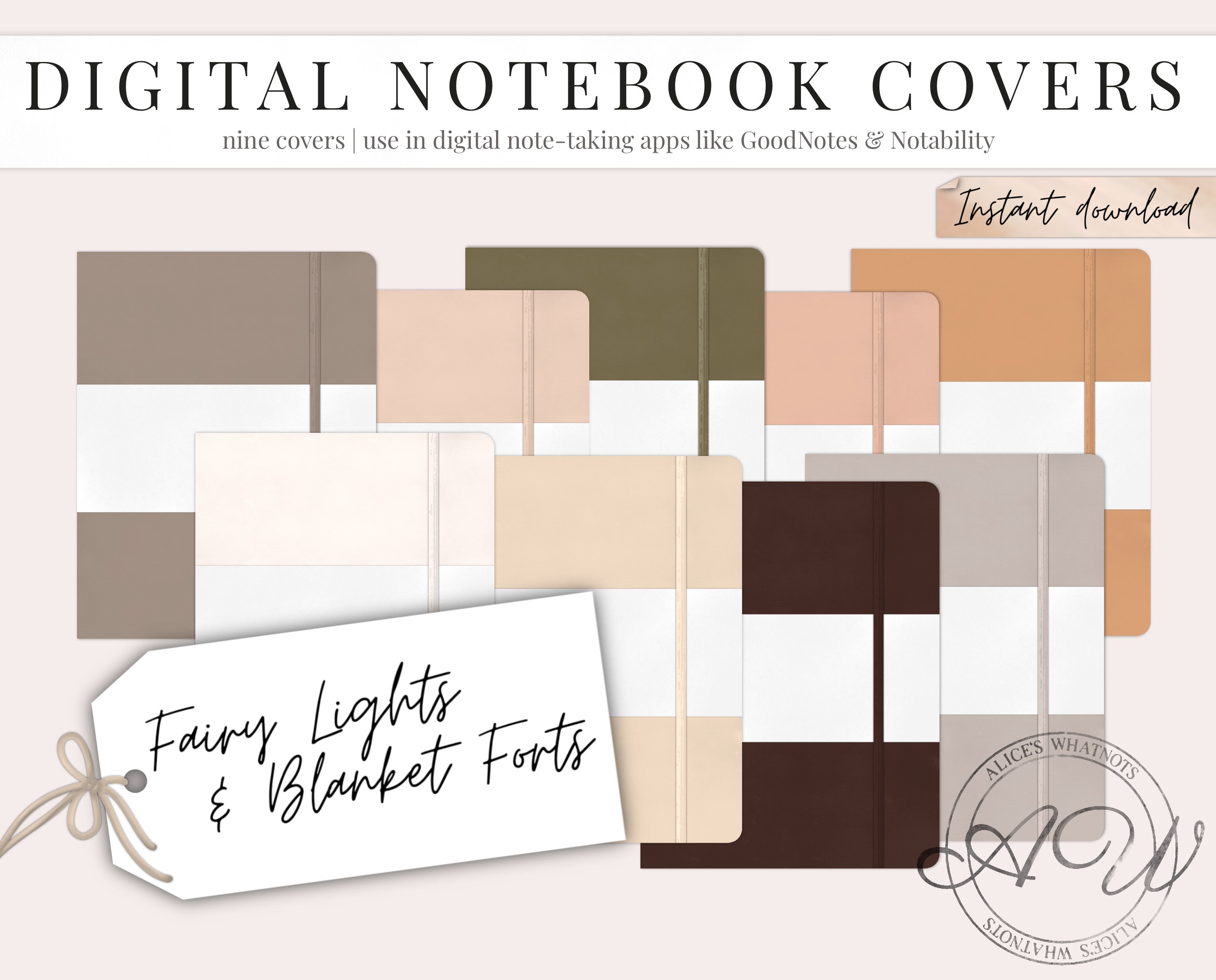 Fairy Lights & Blanket Forts Digital Notebook Covers Instant Etsy Canada