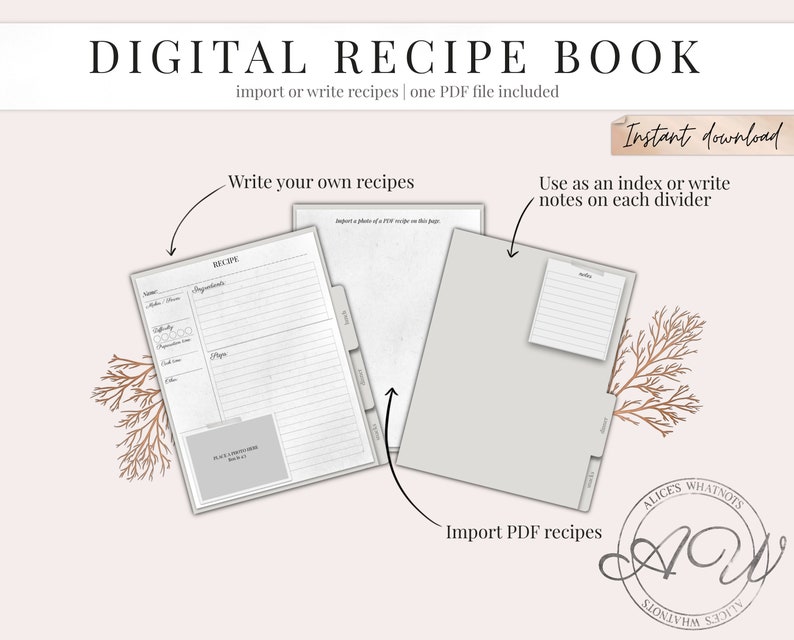 Digital Recipe Book Instant Download Goodnotes Template Etsy Digital Recipe Book Instant Download Goodnotes Template Etsy