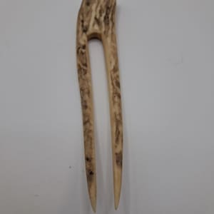 Vintage Hand Carved Deer Antler Hair Fork