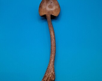 Unique Carved Wood Spoon Leaf Handle MCM Tiki Lightweight