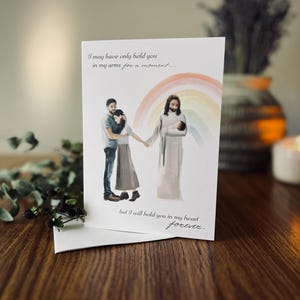 Veilig in de armen van Jezus kaart | Katholieke kaarten | Christelijke kaarten | Miskraam | Sympathiekaart | Opbeurende katholieke condoleancekaart