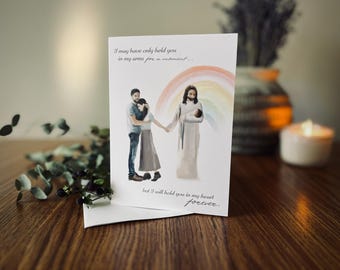 Safe In The Arms Of Jesus Card | Catholic Cards | Christian Cards | Miscarriage | Sympathy Card | Uplifting Catholic Sympathy Card