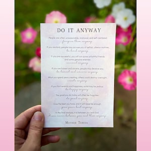 Do It Anyway Prayer by St. Mother Teresa | Catholic Gifts | Catholic Prayers | Mother Teresa