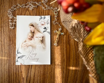 Pray the Rosary Pocket Book | Rosary Booklet | Catholic Artwork | Catholic Rosary | Rosary Mysteries | Catholic Gift | Lent | Easter Gift