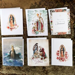 Cartões de felicitações católicos | Cartões de felicitações de Natal católicos | Cartões de Natal | Presentes católicos | Conjunto de cartões de felicitações | Arte católica