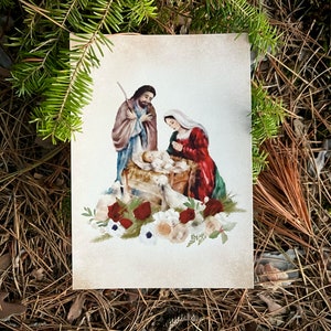Nativity Print | Catholic Artwork | Catholic Christmas | Nativity Scene | Catholic Gift | Catholic Christmas Decor | Holy Family Print