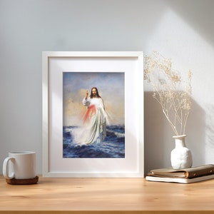 Ocean of Mercy Print | Catholic Artwork | Divine Mercy | Jesus | Catholic Gift | Catholic Godparent Gift | Christian Art | Christian Gift