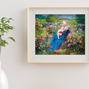Our Lady Among the Flowers | Catholic Artwork | Virgin Mary | Virgin Mary Image | Catholic Gift | Mother Mary | Catholic Gifts for Women