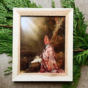 San Nicolás y el Niño Jesús / Obra de arte católica / San Nicolás / Navidad / Regalo católico / San Nicolás
