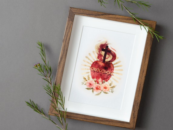 Sacred Heart of Jesus Print | Catholic Artwork | Sacred Heart | Catholic Baptism Gift | Catholic Confirmation Gift | Catholic Wall Art