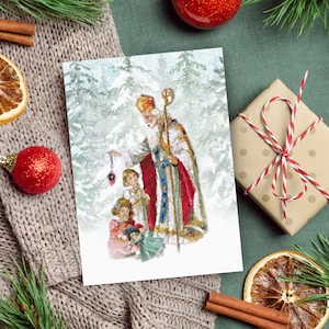 Impresión de San Nicolás / Obra de arte católica / Navidad católica / Oración de San Nicolás / Regalo católico / Regalo de Navidad católica