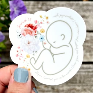 Prolife Sticker | Catholic Sticker | Catholic Gifts | Miscarriage Gift | Prolife Art | Catholic Confirmation Gift | Jeremiah 1:5 Bible Verse