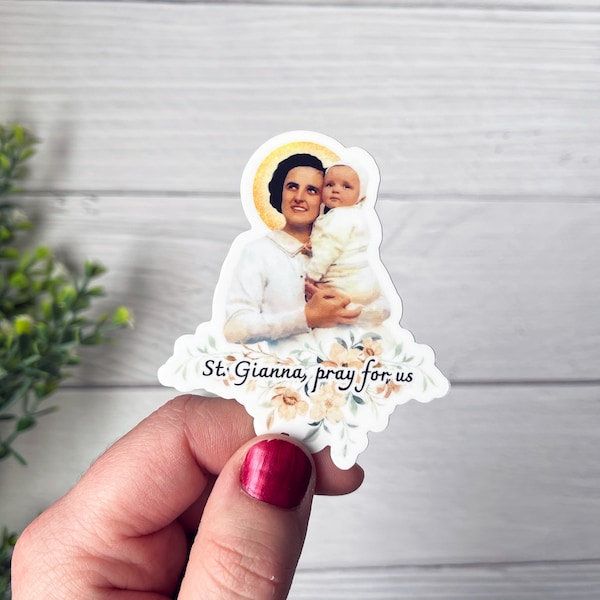 St. Gianna Molla Sticker | Catholic Sticker | Catholic Gift | Godparent Gift | Catholic Wedding Favor | Catholic Kids Gift