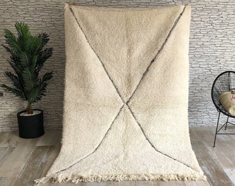 Moroccan Berber rug - rugs for living room- Beni ourain rug - all wool berber rug - Custom area rug - handmade rug - Berber wool rug