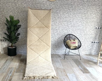 Moroccan Runner Beni Ourain, Hallway Rug Runner, Bespoke Long Runner Long Berber Carpet Made to Order