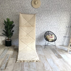 Moroccan Runner Beni Ourain, Hallway Rug Runner, Bespoke Long Runner Long Berber Carpet Made to Order