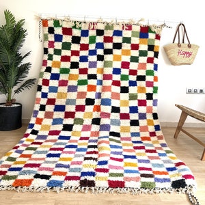 COLORFUL MOROCCAN RUG 9x10 , Colorful morrocan rug ,Area Rugs for Bedroom ,Large colorful rug , Moroccan rug 9x12 , 70s rug