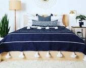 FREE SHIPPING Moroccan blanket pom blankets bed spread moroccan throw blanket cotton moroccan bedding throw blankets berber moroccan decor